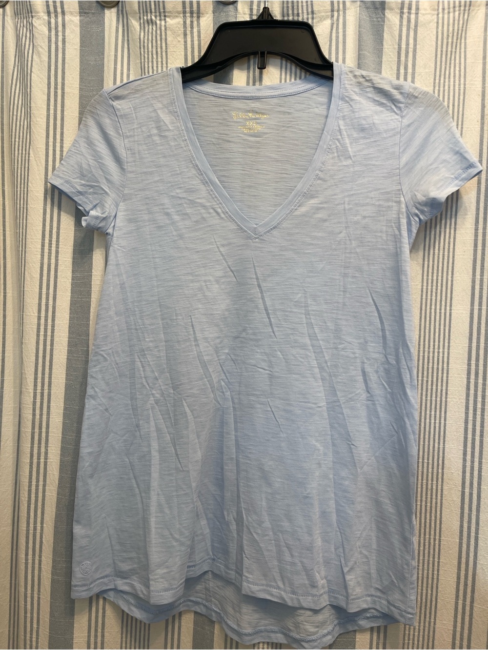 Lilly Pulitzer Light Blue V-Neck Short Sleeve Tee (NWOT) - Picture 3 of 3